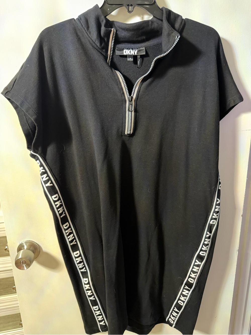 DKNY Girls' Black Short-Sleeve Top with Logo Tape
